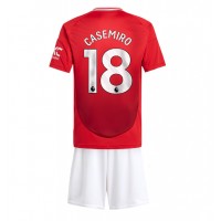 Fotbalové Dres Manchester United Casemiro #18 Dětské Domácí 2024-25 Krátký Rukáv (+ trenýrky)